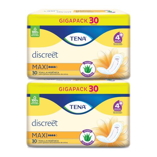 Combo toallas discreet maxi (2 paquetes de 30 unid c/u)