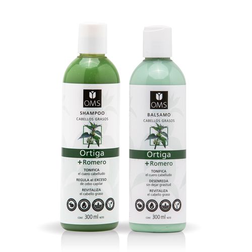 Combo shampoo y bálsamo ortiga + romero 300 ml