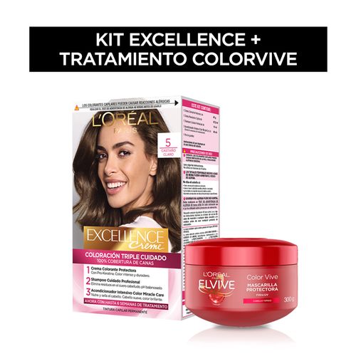 Combo creme tono 5 castaño claro + colorvive crema tratamiento 300 ml