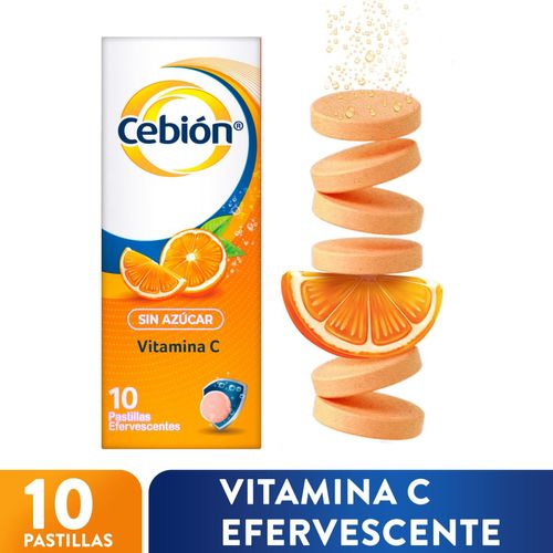 Vitamina c tabletas efervescentes sabor naranja (10 pastillas)