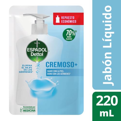 Jabón líquido antibacterial cremoso repuesto 220 ml