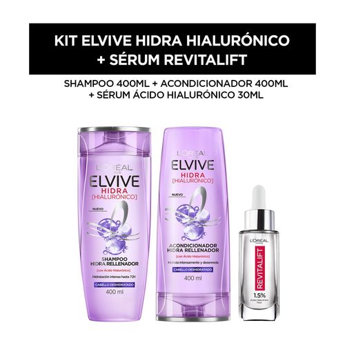 Combo hidra hialurónico + serum: shampoo, acondicionador, serum ácido hialurónico