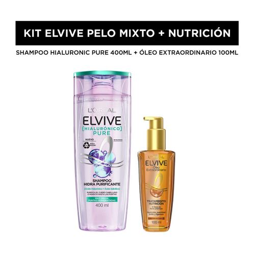 Combo pelo mixto + nutrición: hialuronic pure shampoo y oleo extraordinario