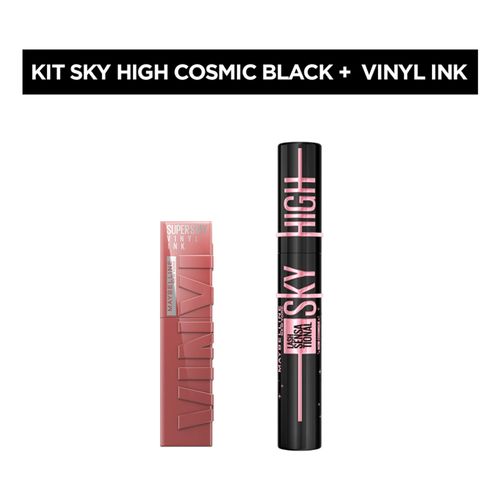 Combo de Maquillaje: mascara de pestañas sky high cosmic black + labial vinyl ink cheeky