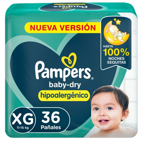 Pañales desechables baby dry hipoalergénico talle XG (36 Unidades)