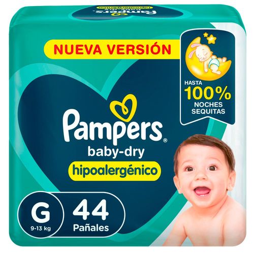 Pañales desechables baby dry hipoalergénico talle g (44 unidades)