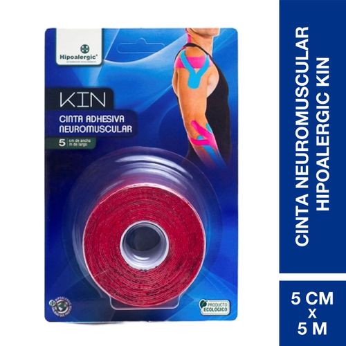 Cinta adhesiva para taping neuromuscular kin 5cm x 5m roja (1 unidad)