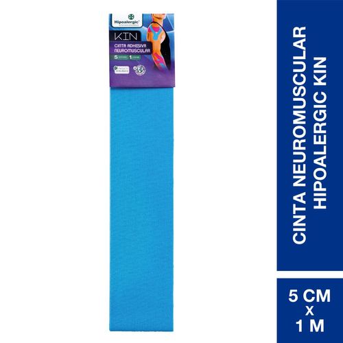 Cinta adhesiva para taping neuromuscular kin 5cm x 1m azul (1 unidad)