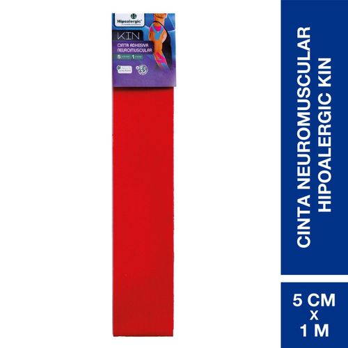 Cinta adhesiva para taping neuromuscular kin 5cm x 1m rojo (1 unidad)