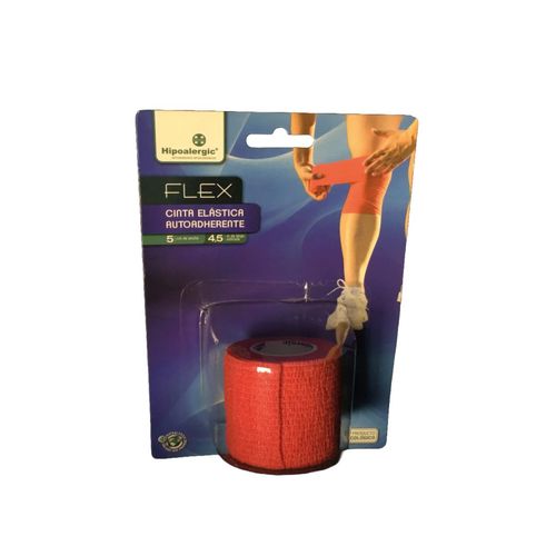 Venda elástica autoadherente flex 5cm x 4.5m roja (1 unidad)