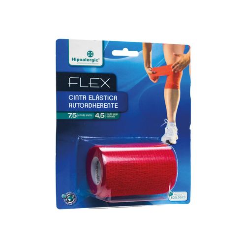 Venda elástica autoadherente flex 7.5cm x 4.5m roja (1 unidad)