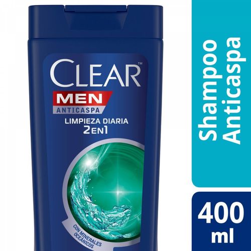 Shampoo 2 en 1 anticaspa clear limpieza diaria 400 ml