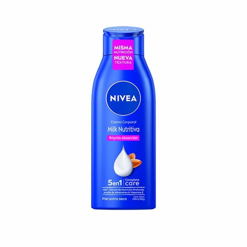 Crema corporal hidratante milk nutritiva 5 en 1 piel extra seca 400 ml