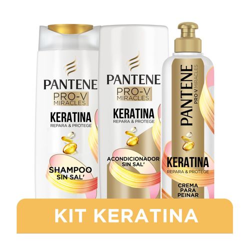 Combo keratina shampoo 400 ml + acondicionador 400 ml + crema para peinar 300 ml