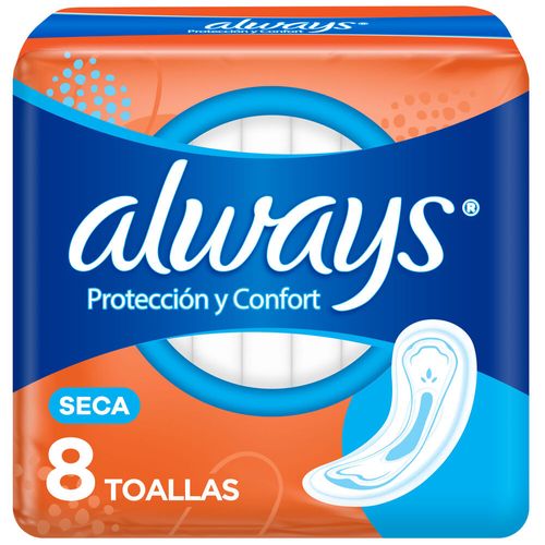 Toallitas femeninas secas protección plus sin alas (8 unidades)