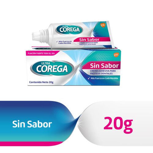 Adhesivo para prótesis dentales ultra crema sin sabor 20 gr