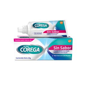 Adhesivo para prótesis dentales ultra crema sin sabor 20 gr