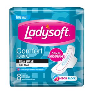 Toallitas femeninas normal suave comfort con alas (8 unidades)