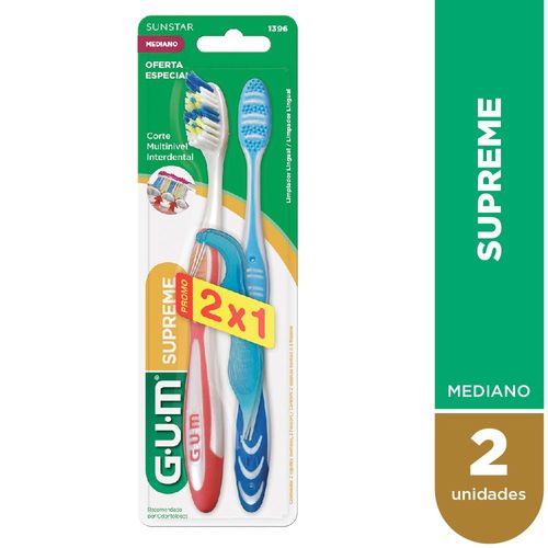 Cepillo de dientes supreme 1396 mediano (2 unidades)