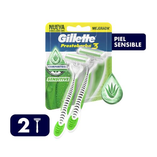 Prestobarba3 sensitive afeitadora desechable piel sensible (2 unidades)
