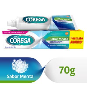 Adhesivo para prótesis dentales ultra crema sabor menta 70 gr