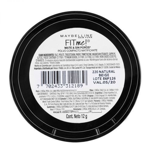 Polvo compacto fit me matte 12 gr