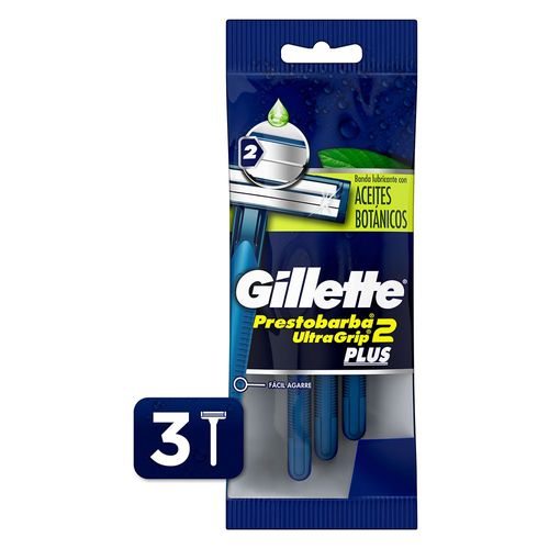 Máquina de afeitar aceites botánicos prestobarba ultragrip2 plus (3 unid)
