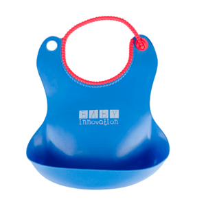 Babero silicona azul con bolsillo contenedor (impermeable)