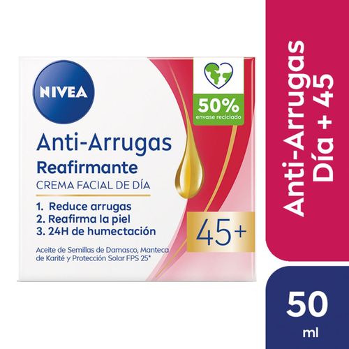 Crema facial revitalizante antiarrugas con aceite de argán 45+ 50 ml