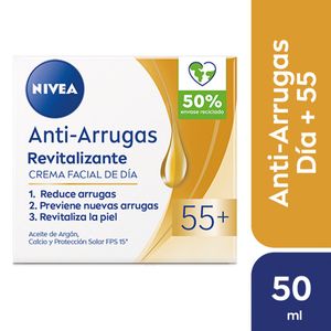 Crema facial revitalizante antiarrugas con aceite de argán 55+ 50 ml