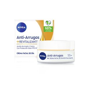 Crema facial revitalizante antiarrugas con aceite de argán 55+ 50 ml
