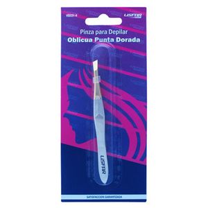 Pinza depilar oblicua punta dorada hs031-4