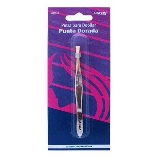 Pinza depilar punta dorada hs031-6