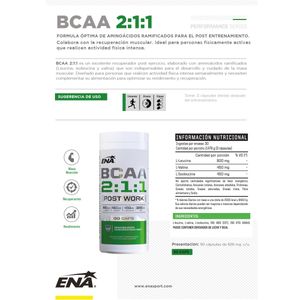 Suplemento deportivo bcaa 2:1:1 (90 cápsulas)