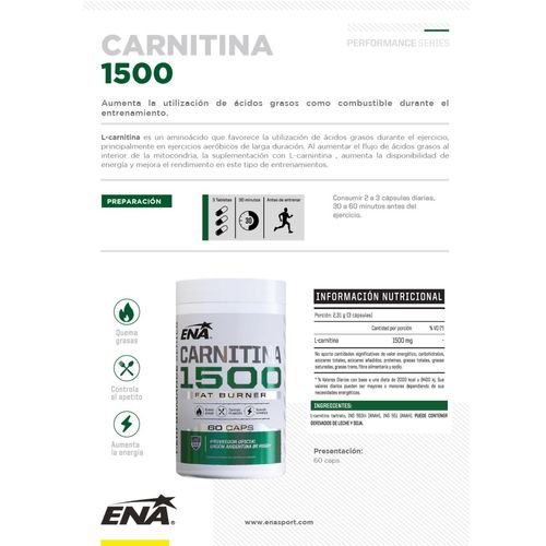 Suplemento deportivo carnitina pro burn x 60 capsulas