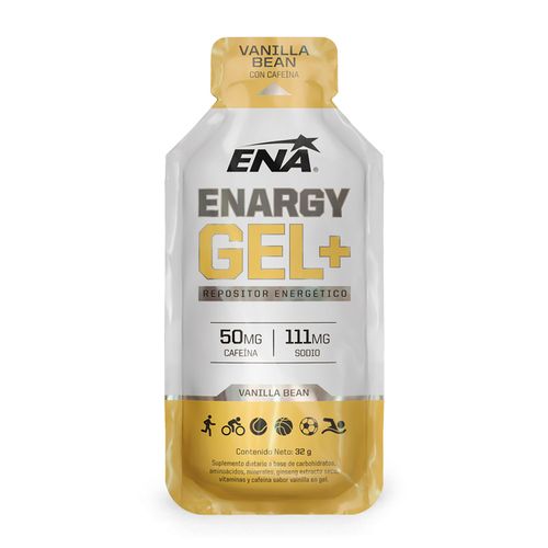 Suplemento deportivo enargy gel + con cafeina sabor vainilla bean (6 uni)