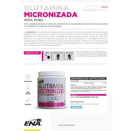 Suplemento deportivo glutamina micronizada polvo 150 gr