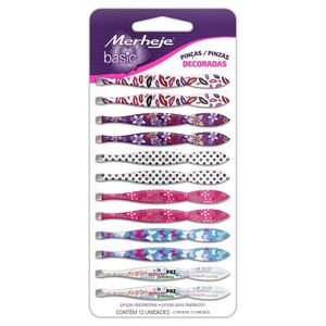 Pinza depilatoria basic decorada -en acero inxoidable- (12 u)