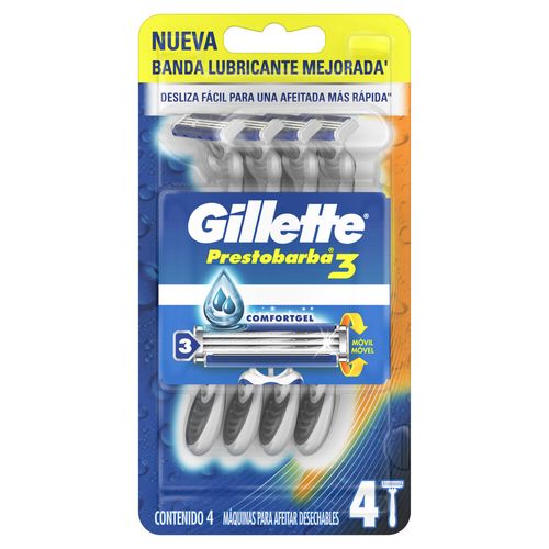 Máquina de afeitar con afeitadas suaves prestobarba3 (4 unidades)