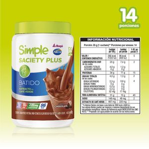 Suplemento dietario saciety plus proteína y fibra sabor chocolate 462 gr