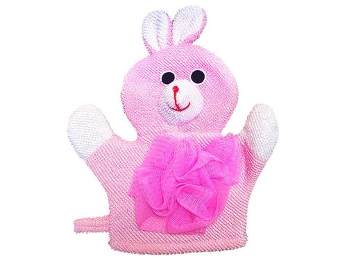 Esponja manopla de baño para bebé rosa