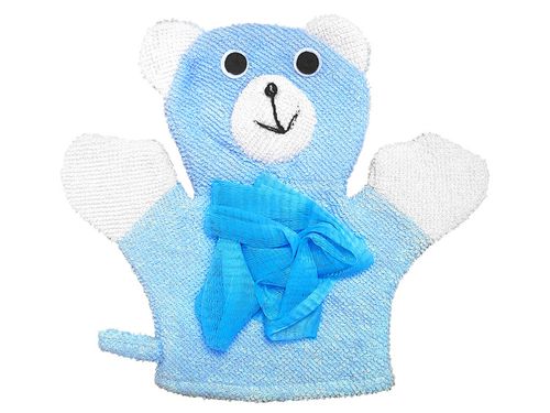 Esponja manopla de baño para bebé celeste