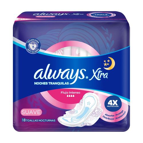 Toalla xtra triple protect noche suave (8 unidades)