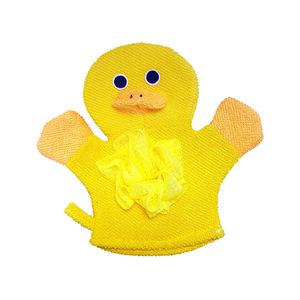 Esponja manopla de baño para bebé amarilla