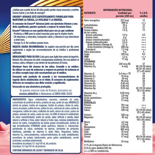 Suplemento nutricional advance frutilla 220 ml