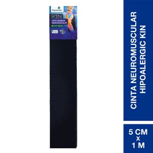 Cinta adhesiva para taping neuromuscular kin 5cm x 1m negro (1 unidad)