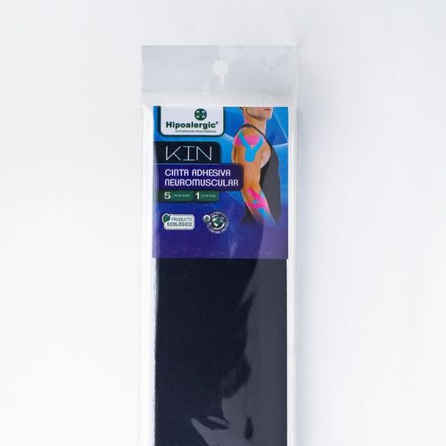 Cinta adhesiva para taping neuromuscular kin 5cm x 1m negro (1 unidad)