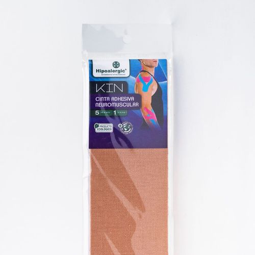 Cinta adhesiva para taping neuromuscular kin 5cm x 1m beige (1 unidad)