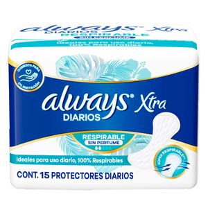 Protectores diarios respirables sin perfume (15 unidades)