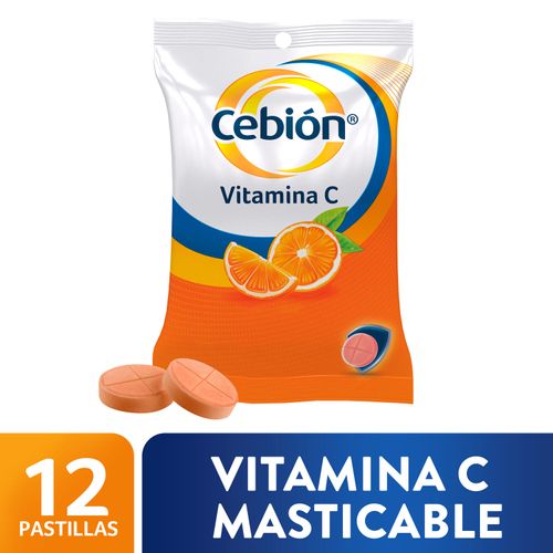 Pastillas masticables de vitamina c sabor a naranja (12 Pastillas)